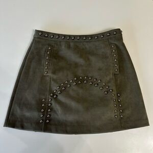 Promesa Dark Green Studded Mini Skirt
